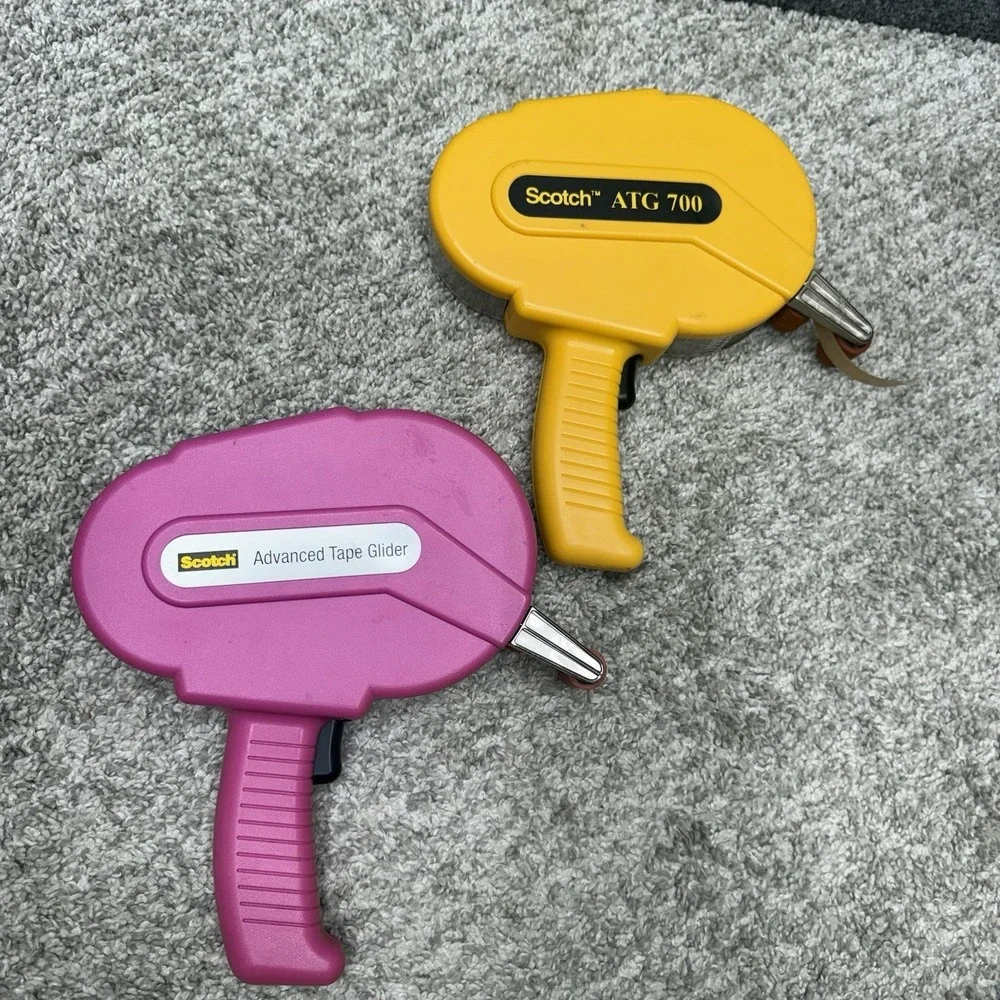 Scotch Advanced Tape Glider and ATG 700 lot x2 pink yellow double side tape tool